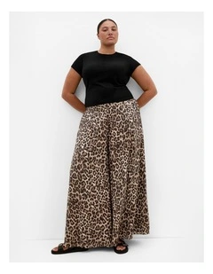 Elsie Leopard Print Wide Leg Pant in Chocolate