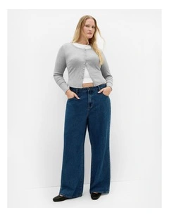 Lily Button Through Rib Top in Grey Marle