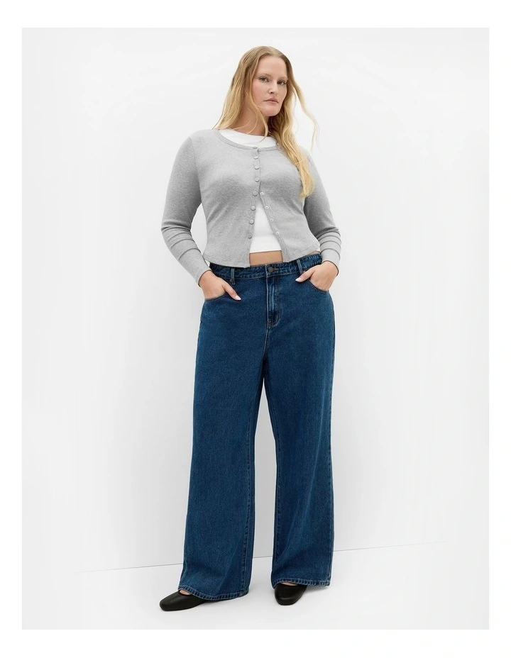 Lily Button Through Rib Top in Grey Marle image 1