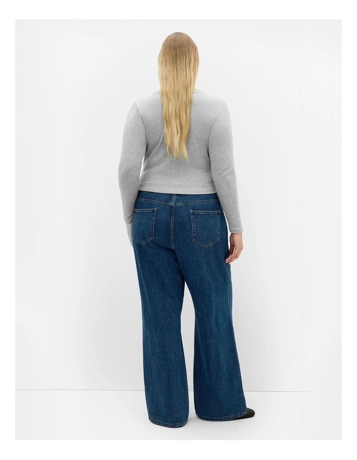 Lily Button Through Rib Top in Grey Marle image 2