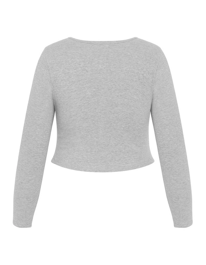 Lily Button Through Rib Top in Grey Marle image 4