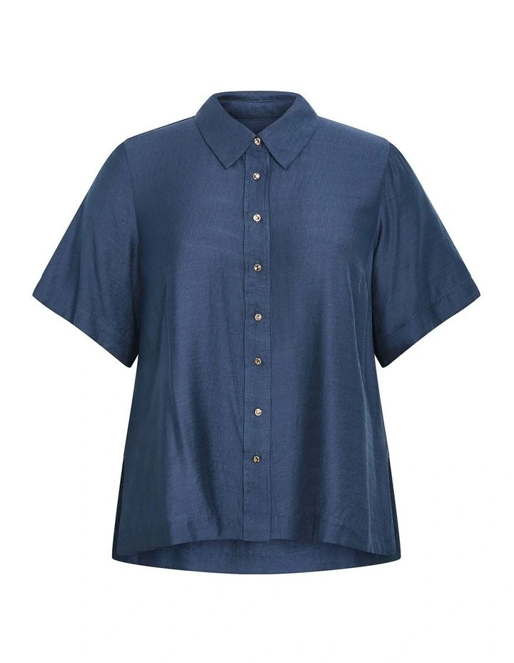 Emma Short Sleeve Shirt in Petrol image 3
