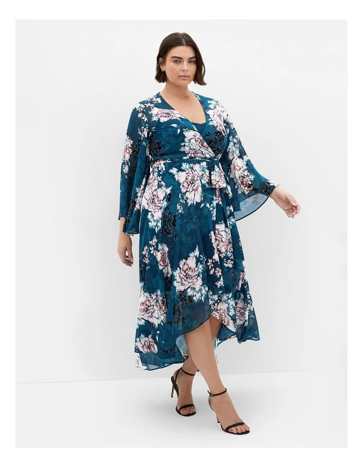 Jade Blossom Long Sleeve Maxi Dress in Jade image 1
