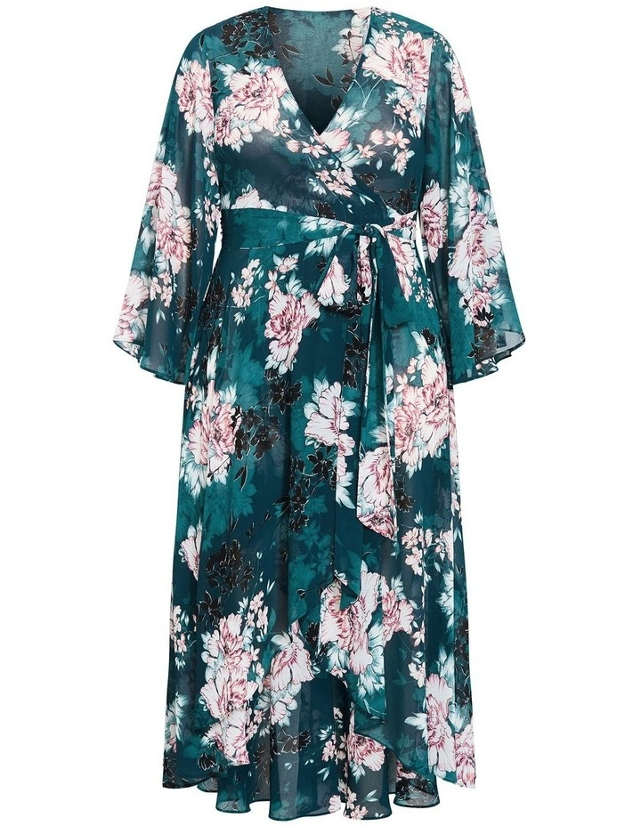 Jade Blossom Long Sleeve Maxi Dress in Jade image 3