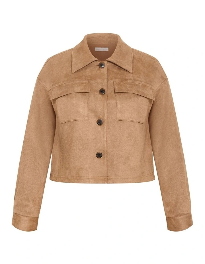 Liza Lightweight Suedette Jacket in Caramel image 3