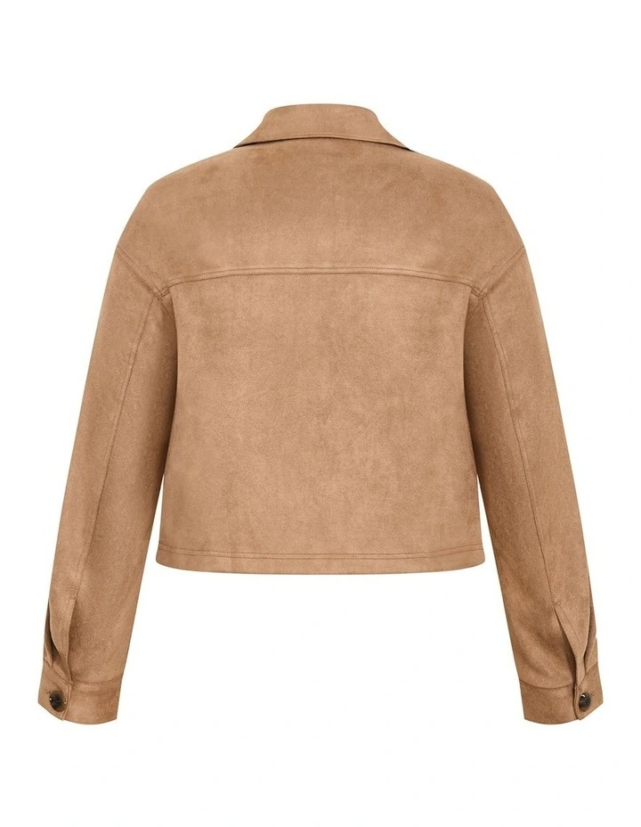 Liza Lightweight Suedette Jacket in Caramel image 4