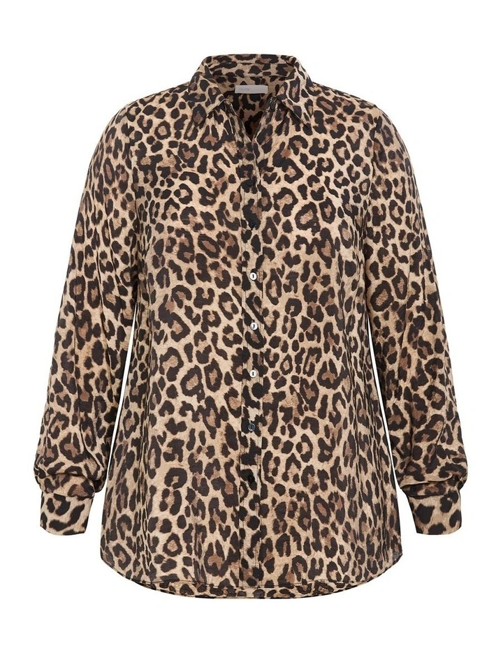 Elsie Leopard Print Shirt in Chocolate image 3