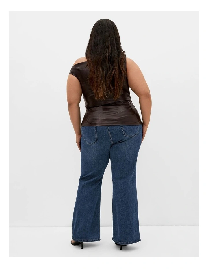 Elianna Faux Leather Top in Espresso image 2