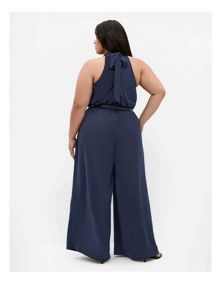 Clara Halter Wide Leg Jumpsuit in Navy image 2