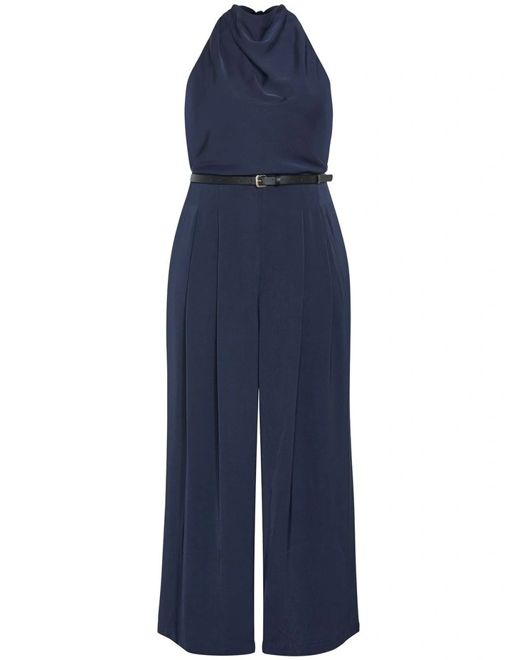 Clara Halter Wide Leg Jumpsuit in Navy image 3