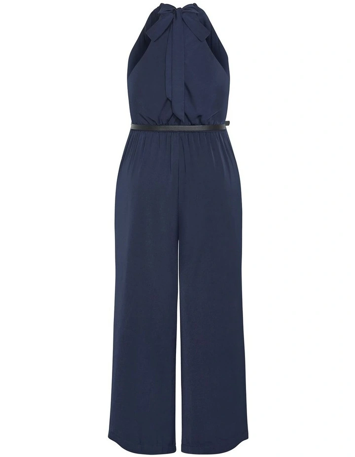 Clara Halter Wide Leg Jumpsuit in Navy image 4