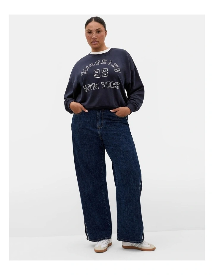 Brooklyn Crew Neck Sweatshirt in Navy image 1