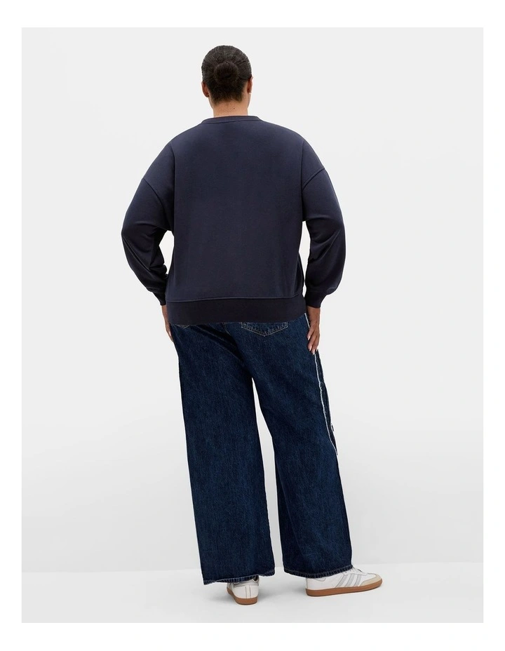 Brooklyn Crew Neck Sweatshirt in Navy image 2