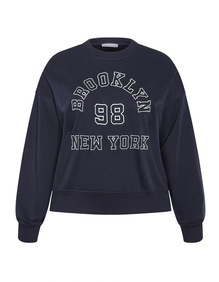 Brooklyn Crew Neck Sweatshirt in Navy image 3