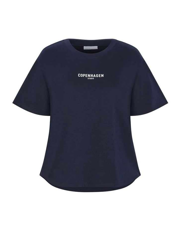 Copenhagen Studio Cotton Tee in Navy image 3