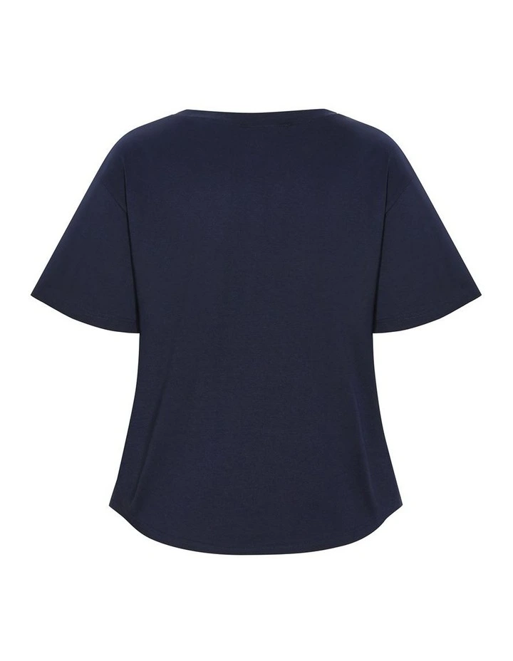 Copenhagen Studio Cotton Tee in Navy image 4