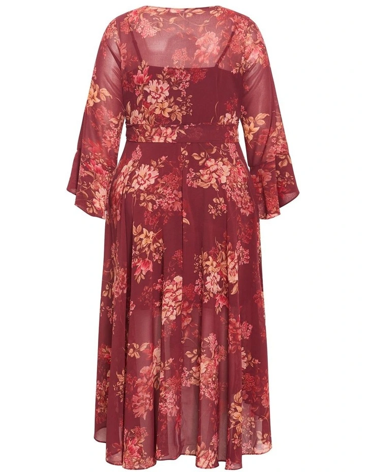 Bloom Print Wrap Maxi Dress in Rust image 4