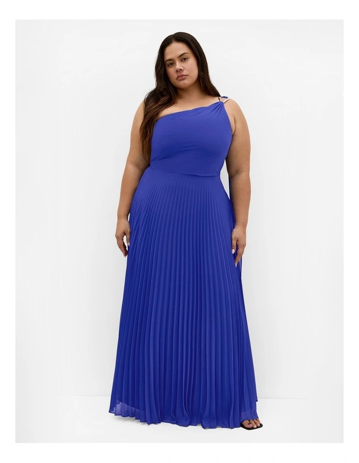Eloura One Shoulder Pleat Maxi Dress in Deep Ocean image 1