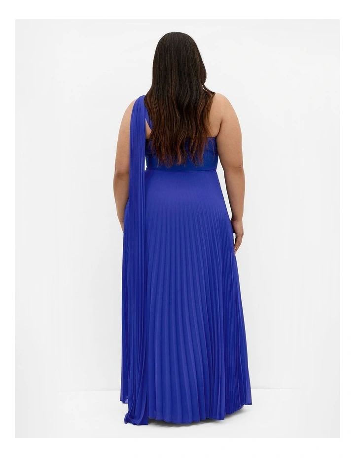 Eloura One Shoulder Pleat Maxi Dress in Deep Ocean image 2