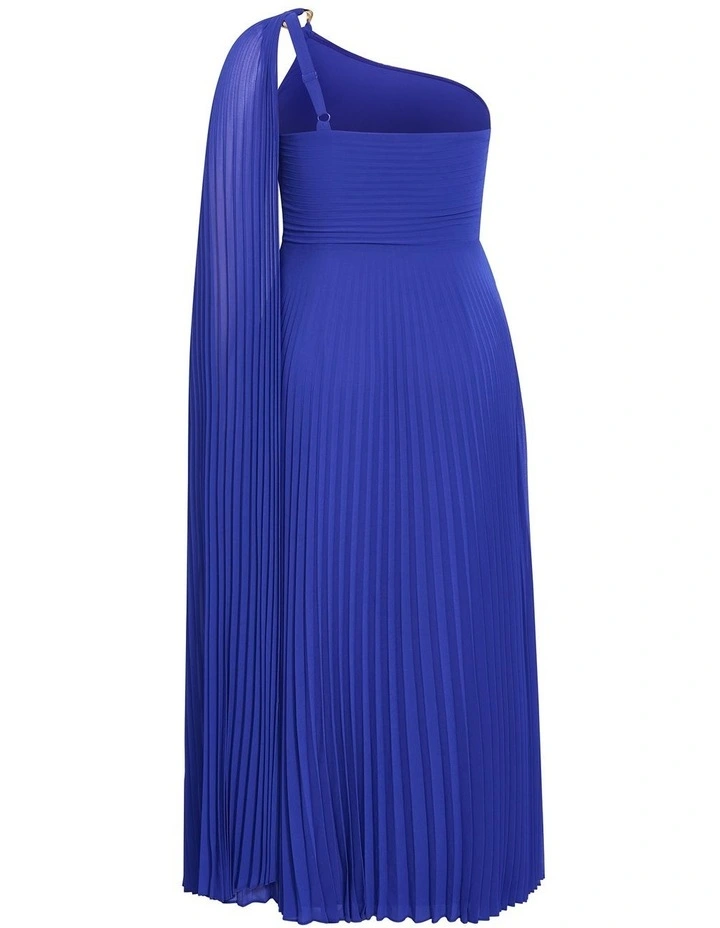Eloura One Shoulder Pleat Maxi Dress in Deep Ocean image 4