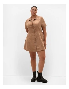 Leia Short Sleeve Mini Dress in Caramel