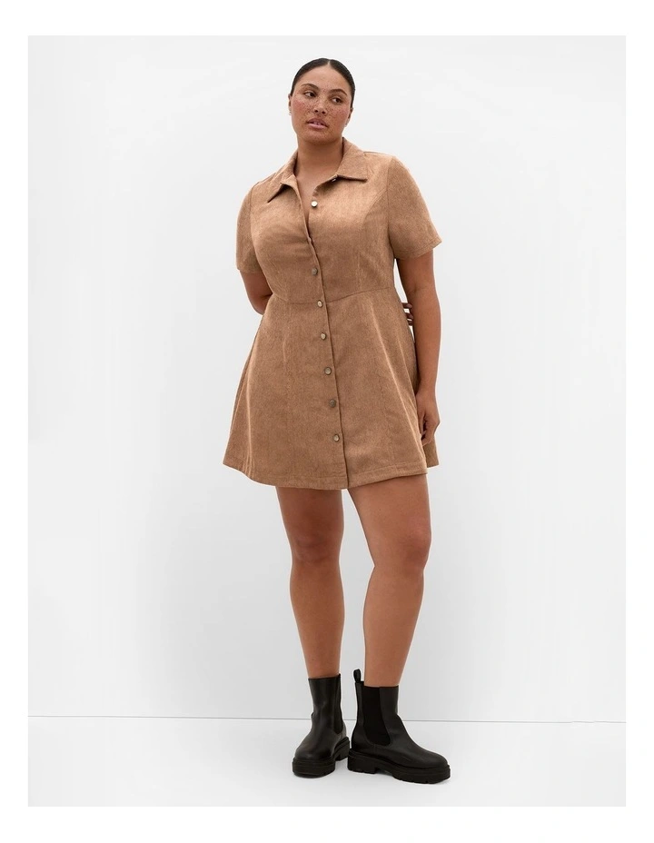 Leia Short Sleeve Mini Dress in Caramel image 1