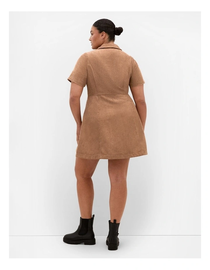 Leia Short Sleeve Mini Dress in Caramel image 2
