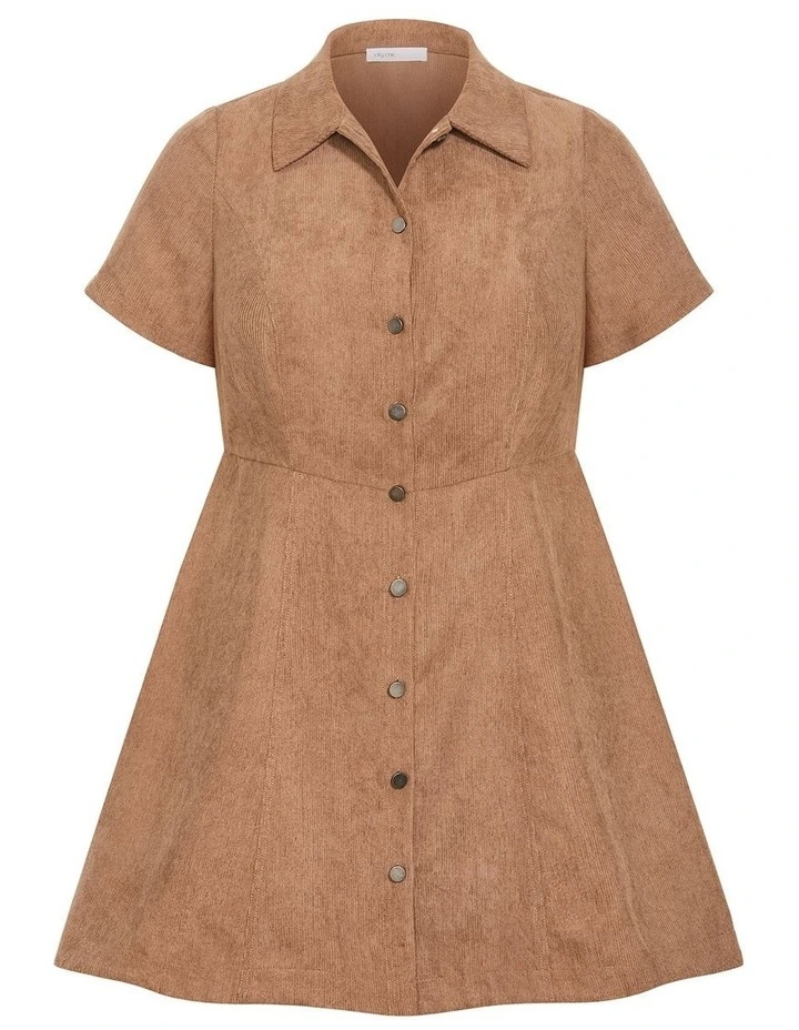 Leia Short Sleeve Mini Dress in Caramel image 3