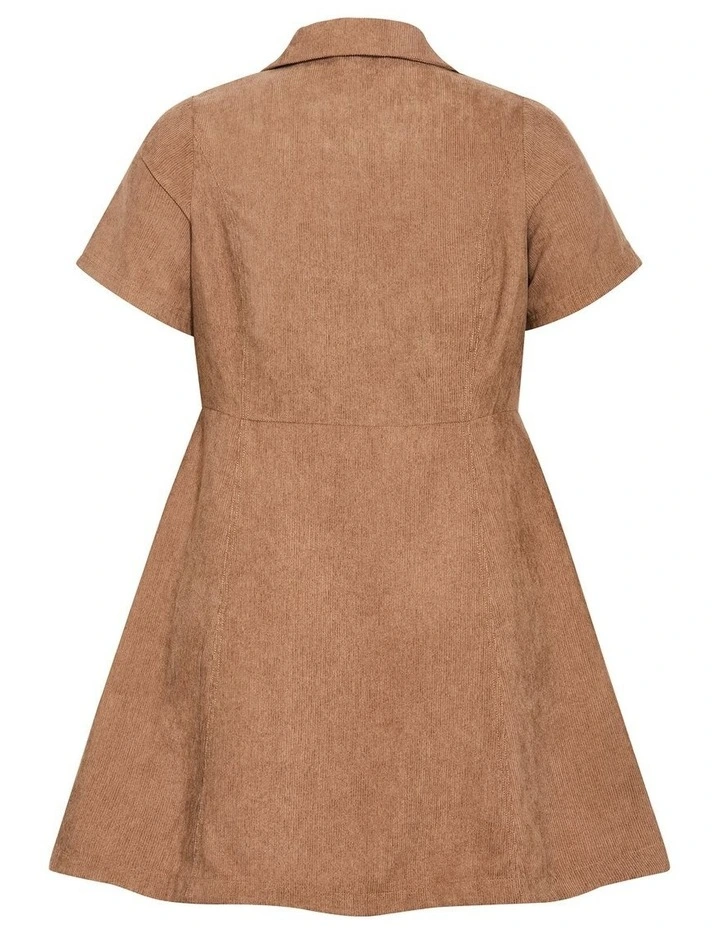 Leia Short Sleeve Mini Dress in Caramel image 4