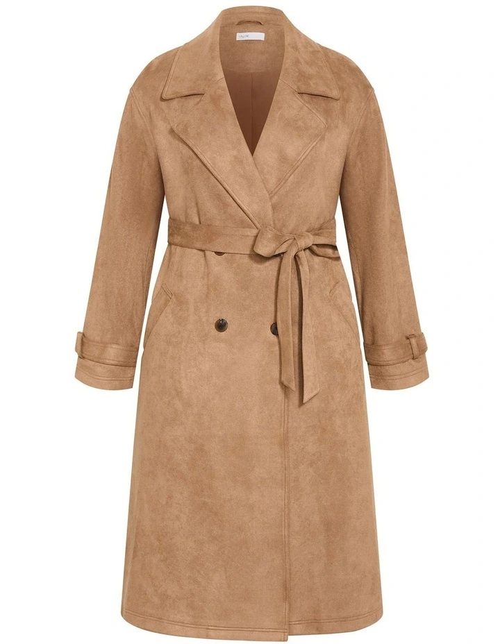 Eliza Sueded Trench in Caramel image 3