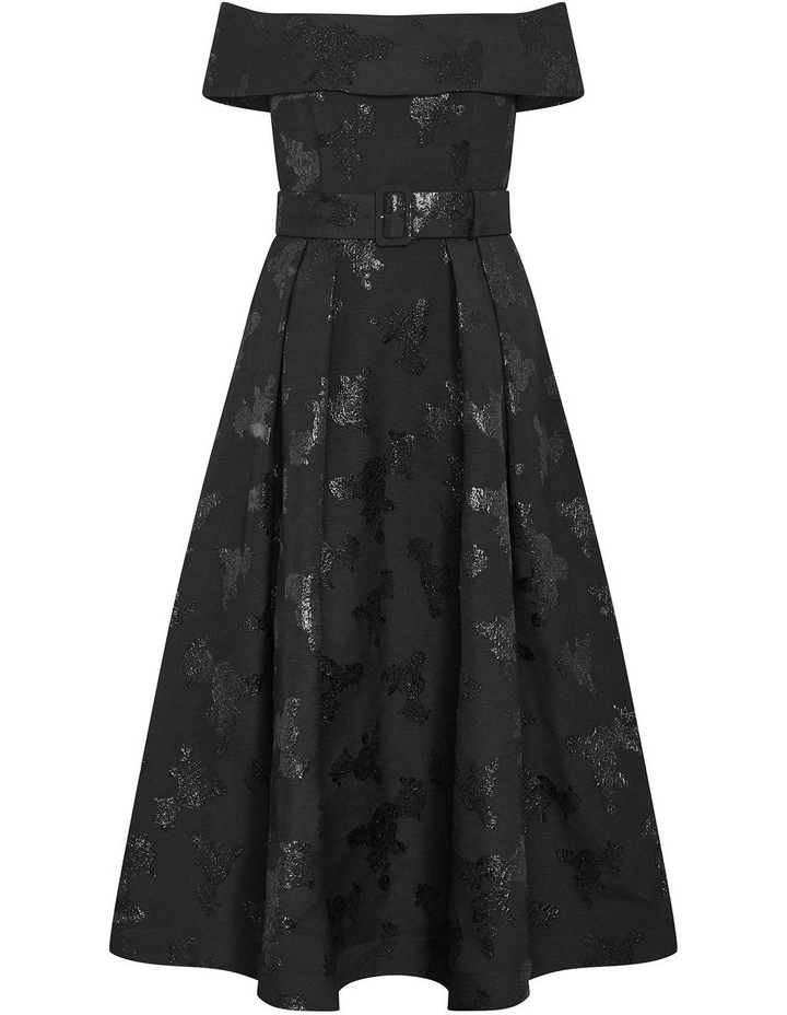 High Status Off Shoulder Maxi Dress in Black image 3