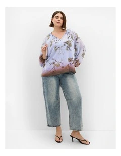 Love Border Print Top in Cornflower