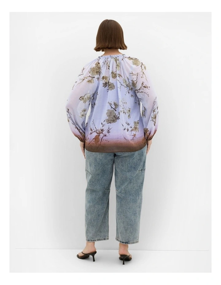 Love Border Print Top in Cornflower image 2