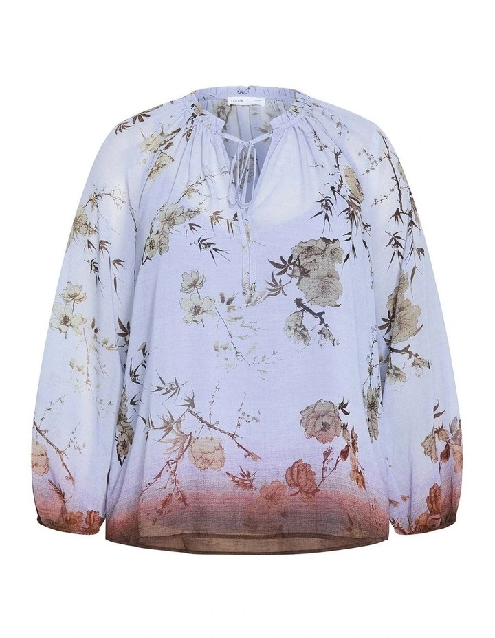Love Border Print Top in Cornflower image 3