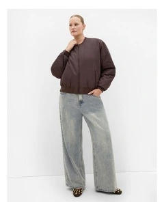 Gia Puffer Bomber Jacket in Espresso