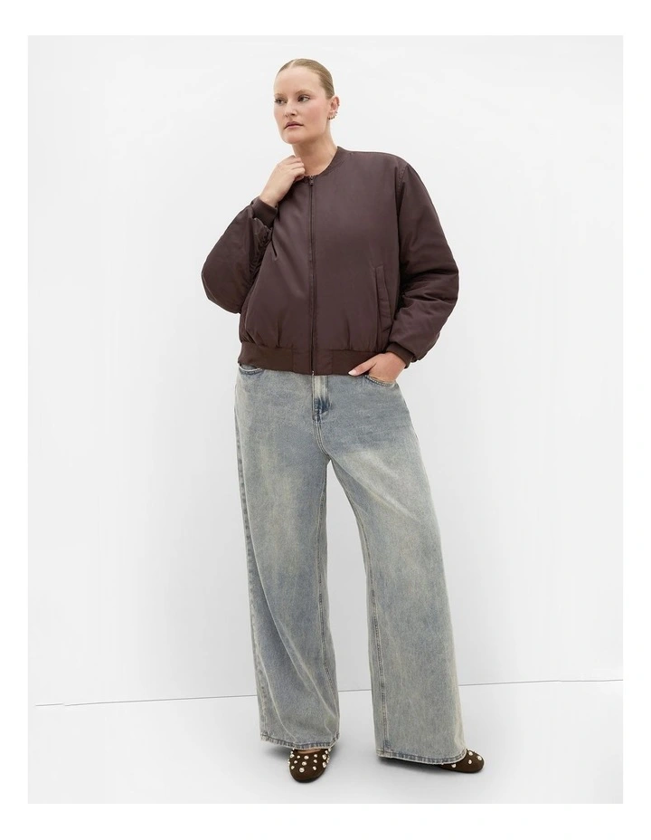 Gia Puffer Bomber Jacket in Espresso image 1