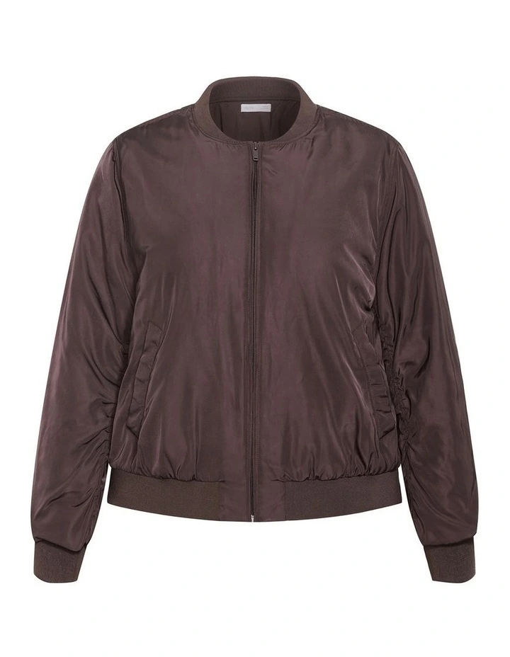Gia Puffer Bomber Jacket in Espresso image 3