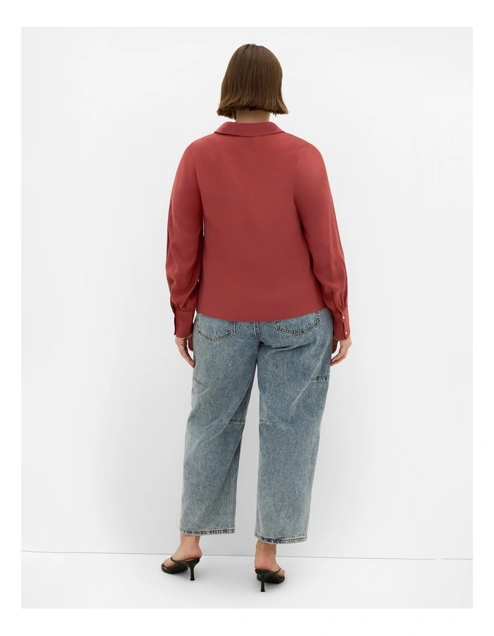 Isabella Long Sleeve Tie Front Shirt in Sienna image 2