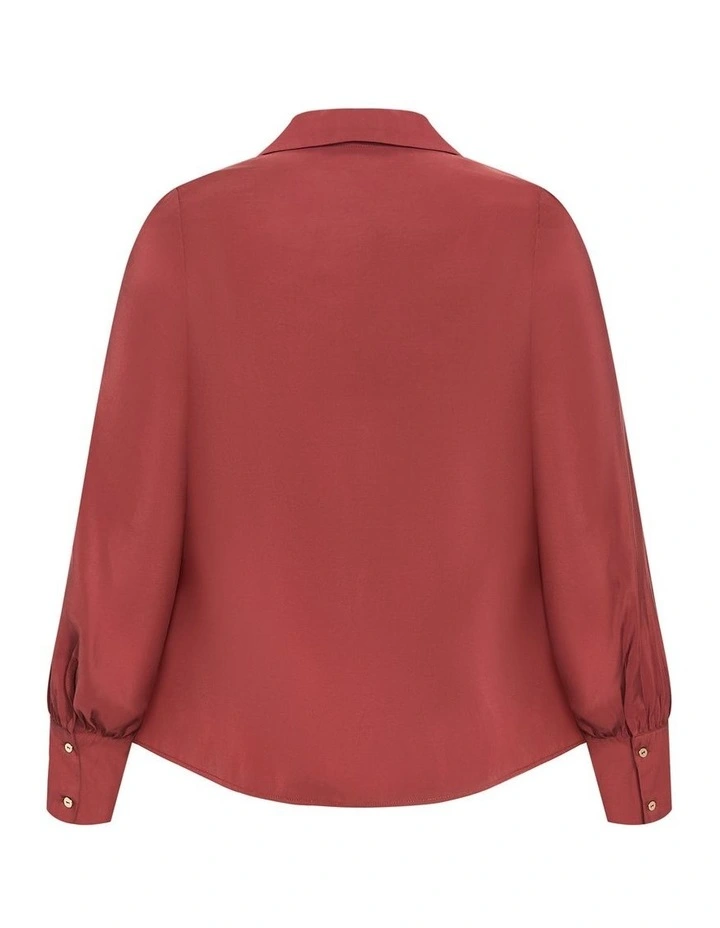 Isabella Long Sleeve Tie Front Shirt in Sienna image 4