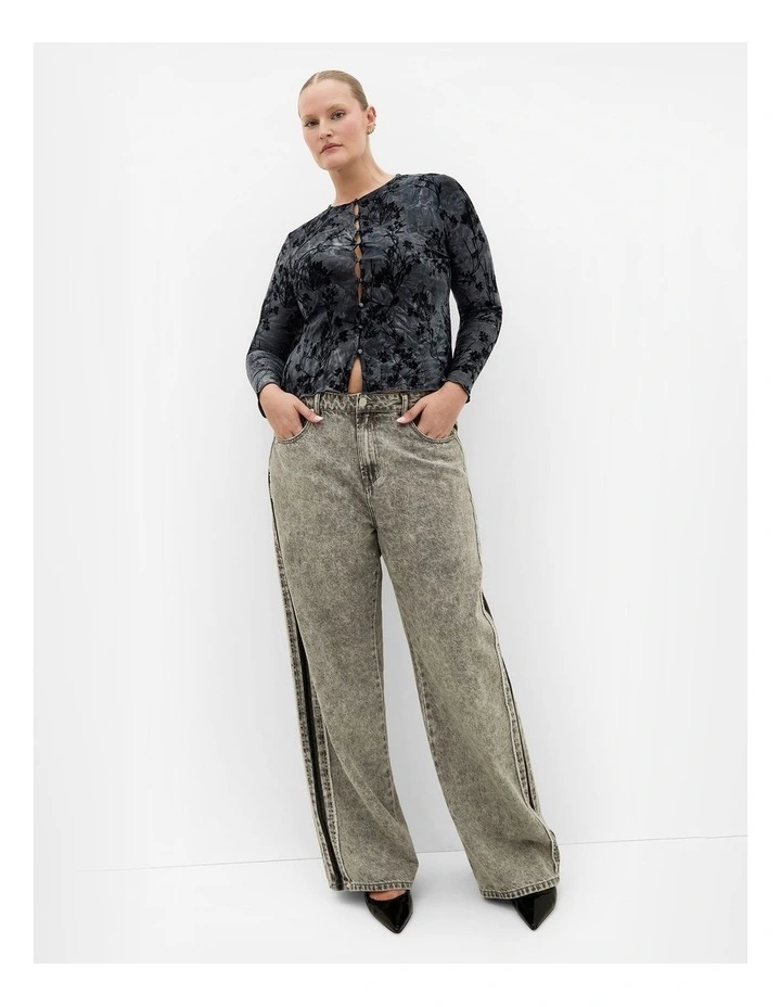 Devore Flock Print Top in Smoke image 1