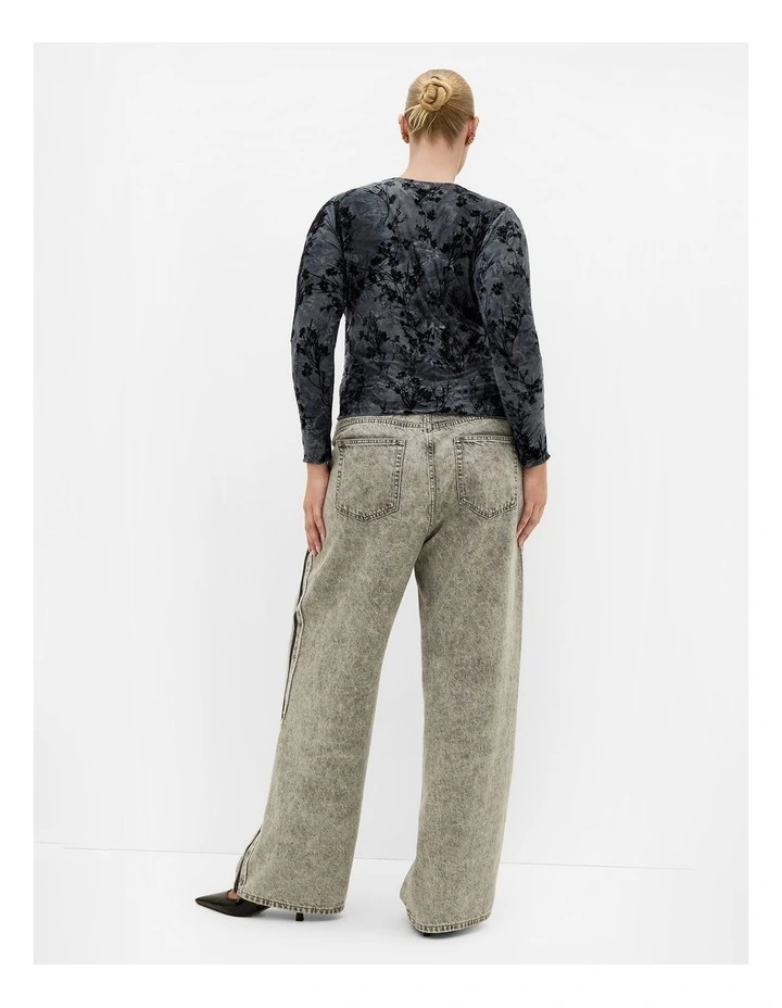 Devore Flock Print Top in Smoke image 2