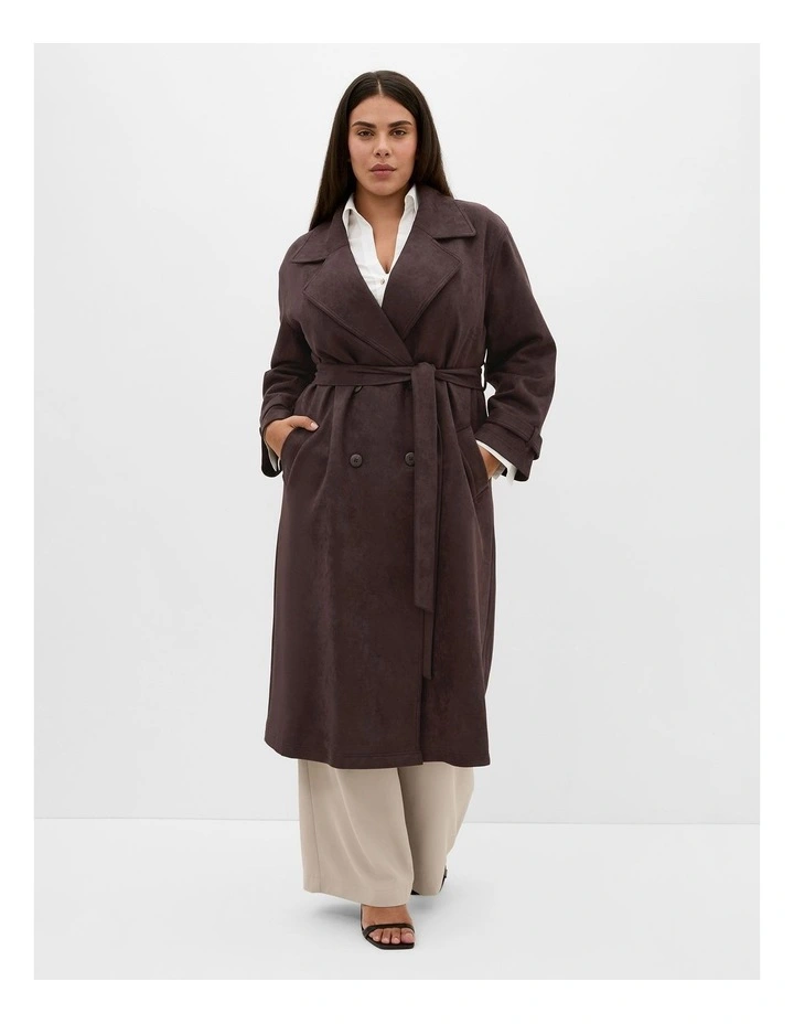 Eliza Sueded Trench in Espresso image 1