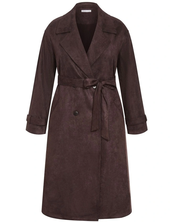 Eliza Sueded Trench in Espresso image 3