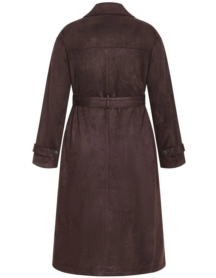 Eliza Sueded Trench in Espresso image 4