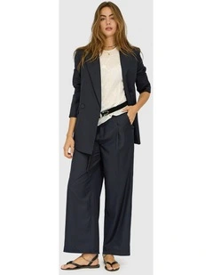 Ready For Your Love Pinstripes Wide Leg Pant in Navy Pinstripes