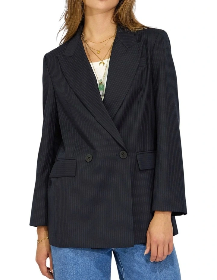 Big Brother Talk Pinstripes Blazer in Navy Pinstripes image 1
