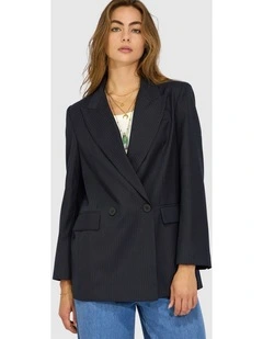 Big Brother Talk Pinstripes Blazer in Navy Pinstripes