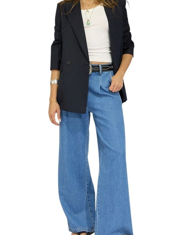 Big Brother Talk Pinstripes Blazer in Navy Pinstripes image 5