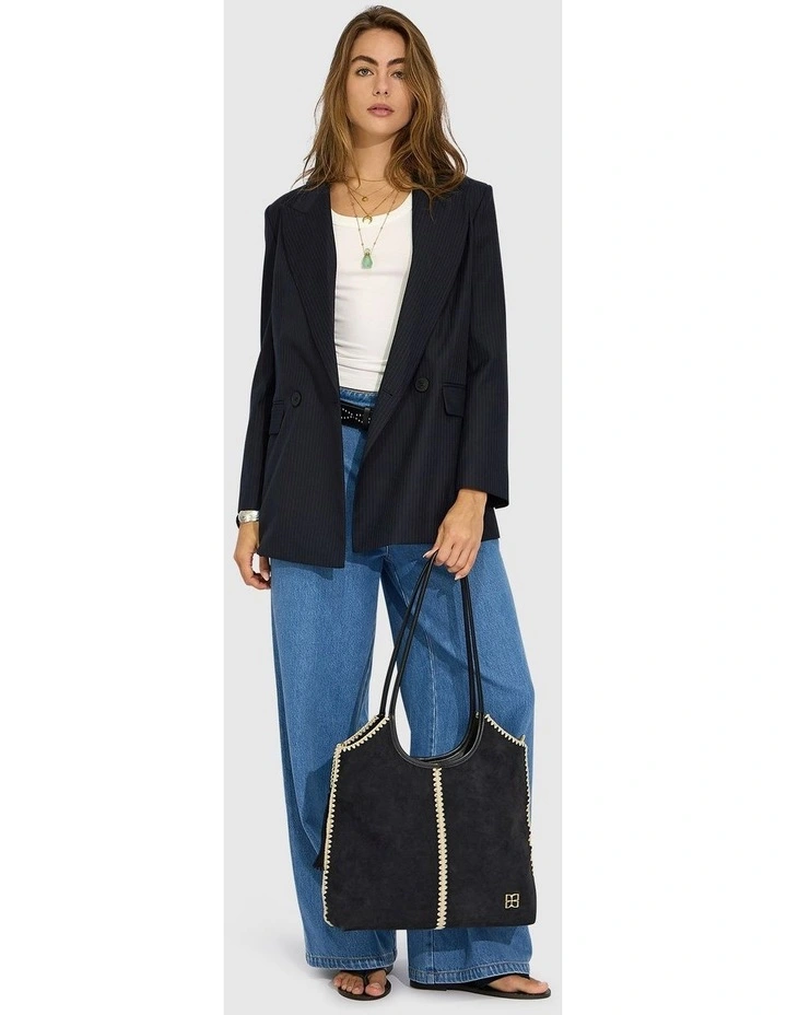 Big Brother Talk Pinstripes Blazer in Navy Pinstripes image 6