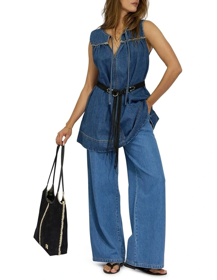Ready For Your Love Denim Washed Wide Leg Pant in Light Wash image 3